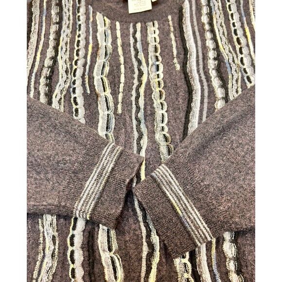 VTG Montechiaro "Coogi‎ Style" Virgin Wool Sweater Women's Fits Size Small Gray - Picture 4 of 9